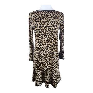 Michael Kors Leopard Print Dress Bell Sleeves XSmall